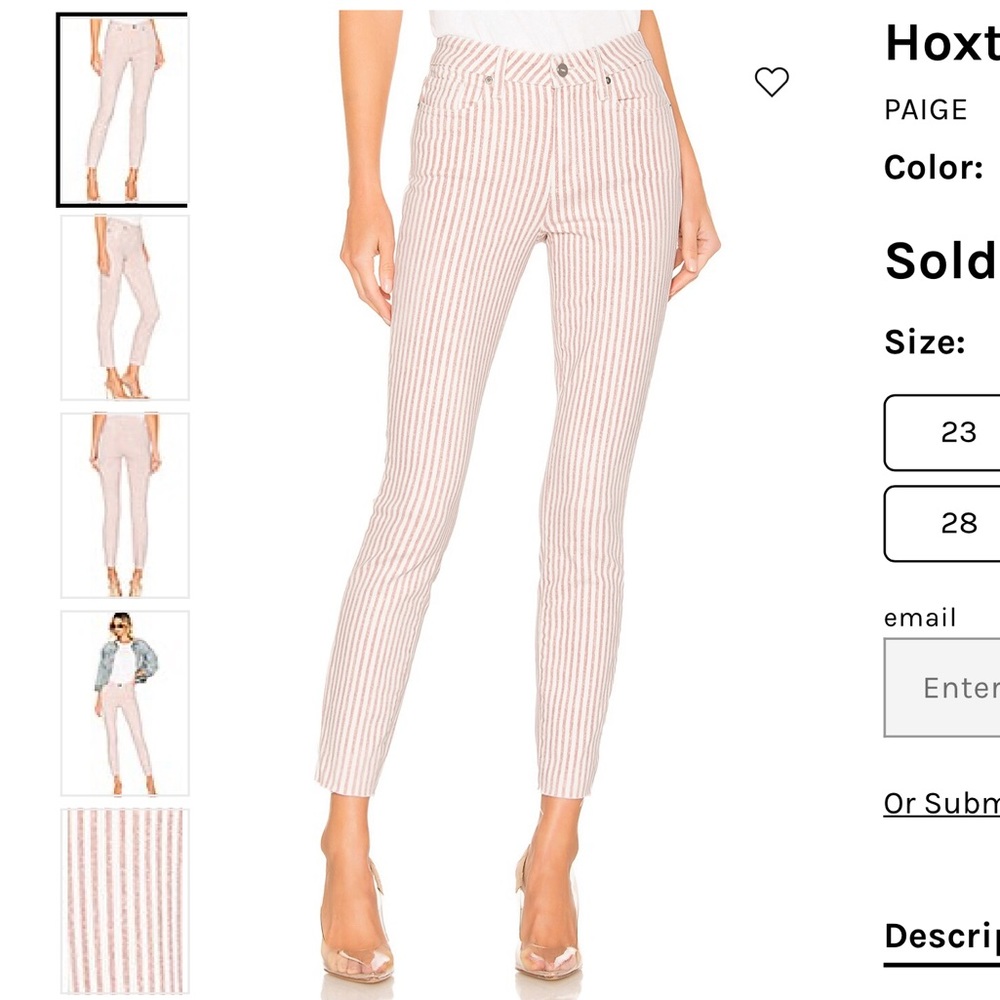 PAIGE Houston Ankle Blossom Pink Stripe Jeans - Picture 11 of 13